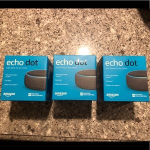 Three brand new Echo Dot unopened